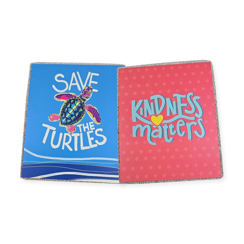 Top Flight Save Turtles Kindness Pocket Folders Lot of 2 School New